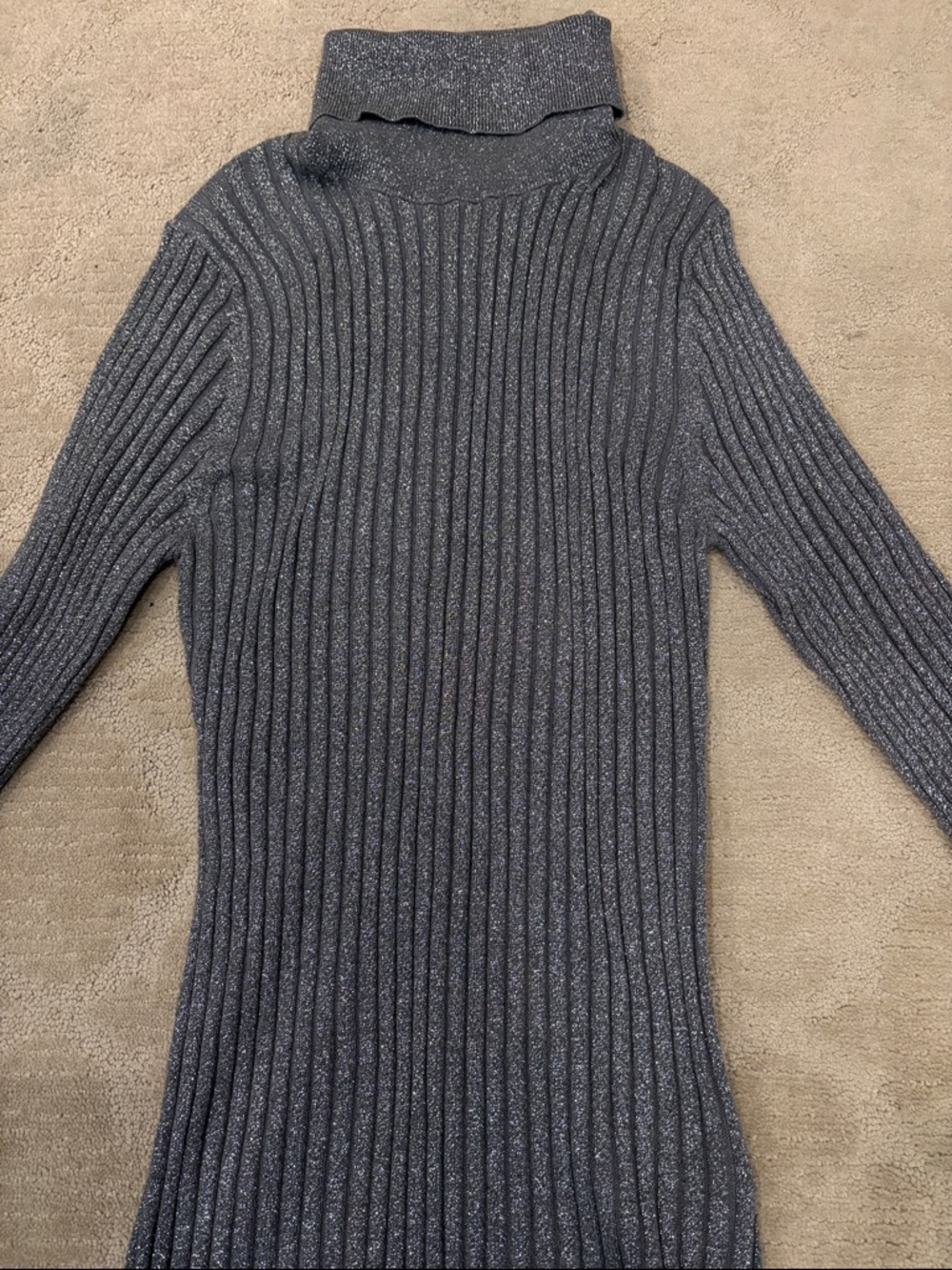 GAP Gray Ribbed Turtleneck Sweater Dress